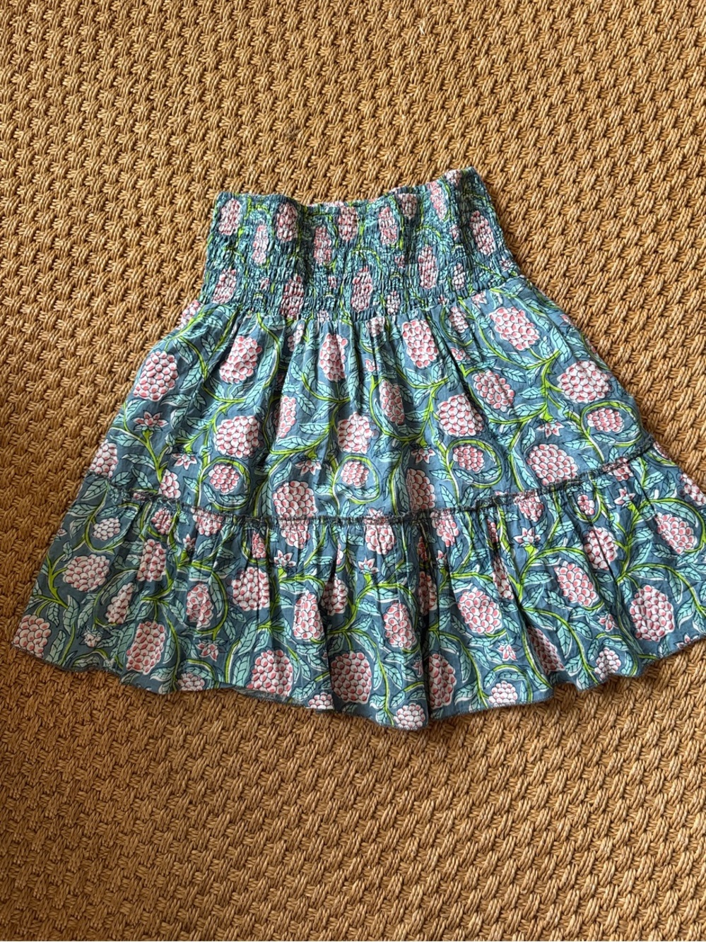 Perry Walker Smocked Blue Floral Tiered Mini Skirt Size 3 (8/10)
